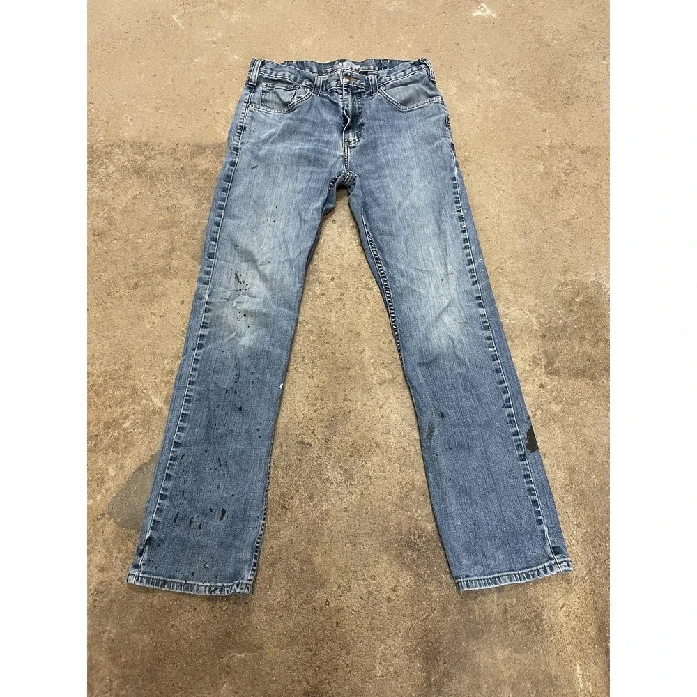 Carhartt 102804 M49‎ Jeans Mens 32x32 Medium Wash Blue Relaxed Stretch Zip Fly